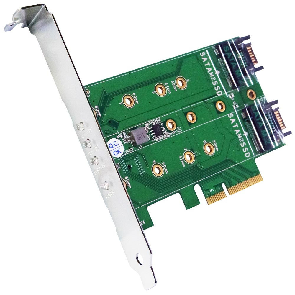 伽利略 PCI-E 4X M.2(NVMe)1埠+(NGFF)2埠 SSD 轉接卡