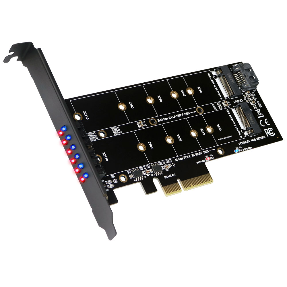 伽利略 PCI-E 4X M.2(NVMe)1埠+(NGFF)1埠 SSD 轉接卡