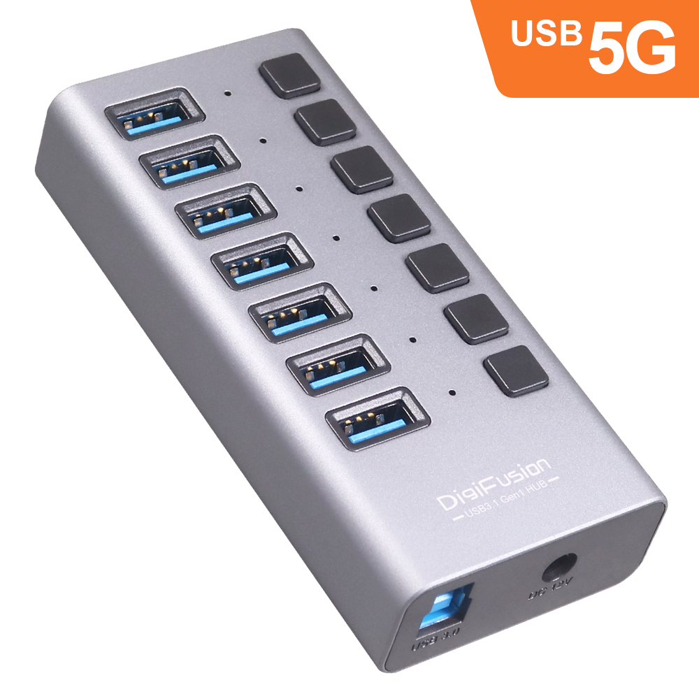 伽利略 USB3.1 Gen1 7埠 HUB 鋁合金 獨立開關