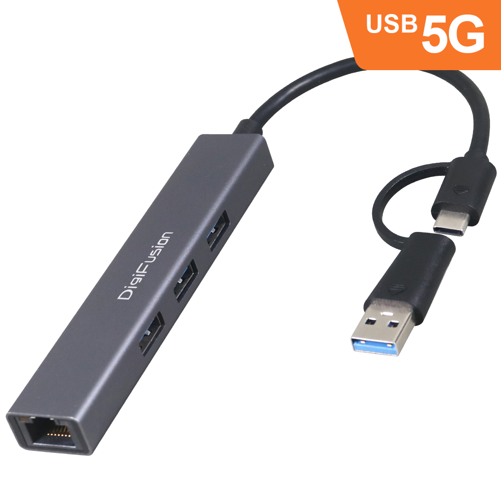 伽利略 U3 Type C+A 3埠 HUB+Giga Lan