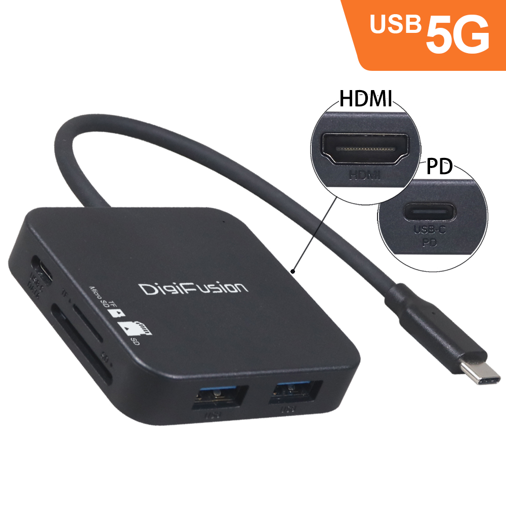 伽利略 Type-C HDMI 4K ＋ U3 HUB + SD/Micro SD 讀卡機 + PD