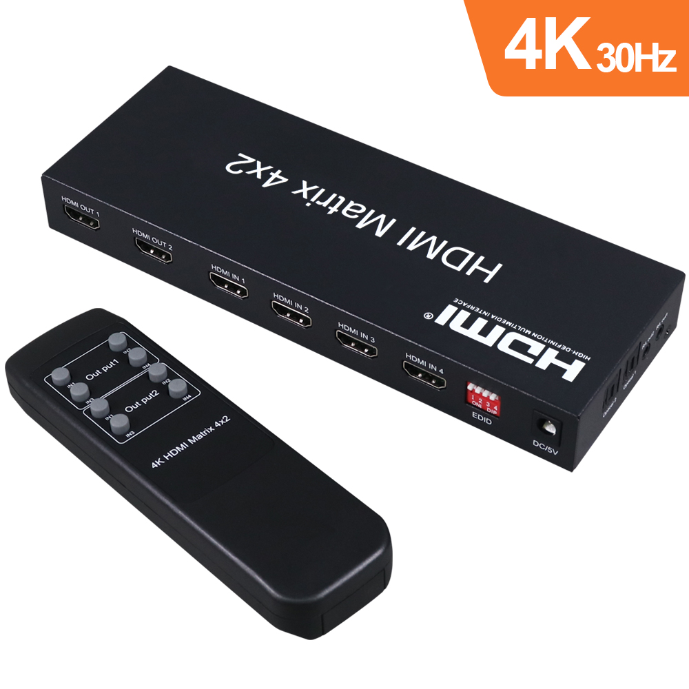 伽利略 HDMI 4K@30Hz 影音分配器 矩陣式 4進2出