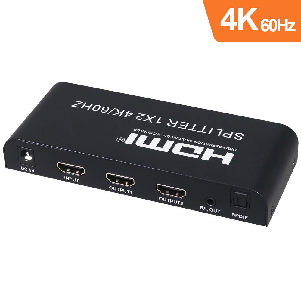 伽利略 HDMI 4K@60Hz 影音分配器 1進2出 (帶音源分離)